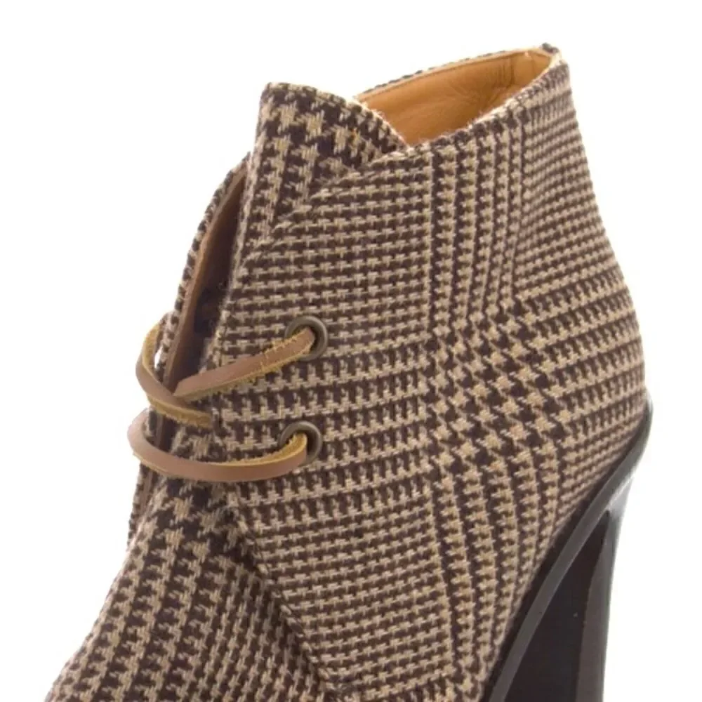 Ralph Lauren Fall 2021 Brown Glen Plaid Wool Flannel Jaylen Bootie
